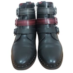 Pikolinos Women Caravaca Buckle Ankle Boots Size 38 EU Calfskin Leather Biker